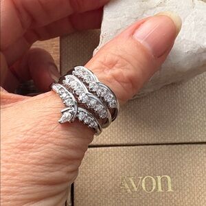 Avon 2007 SilverTone Marquise Ring with Jacket Set ~ SIZE 9 ~ 258